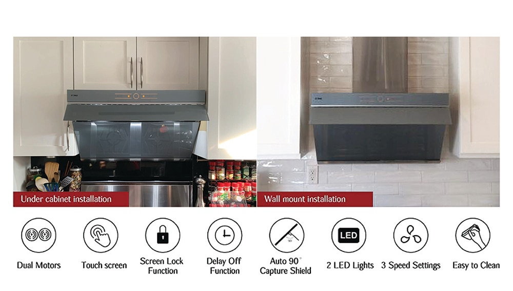 FOTILE Slant Vent Series 30 in. 850 CFM Under or Wall Mount Range Hood with Touchscreen